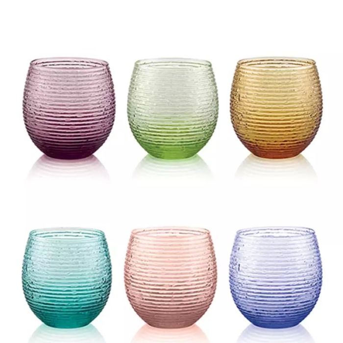 Multicolor Set 6 Bicchiere Acqua Colori Assortiti Scatola Regalo Cl.25