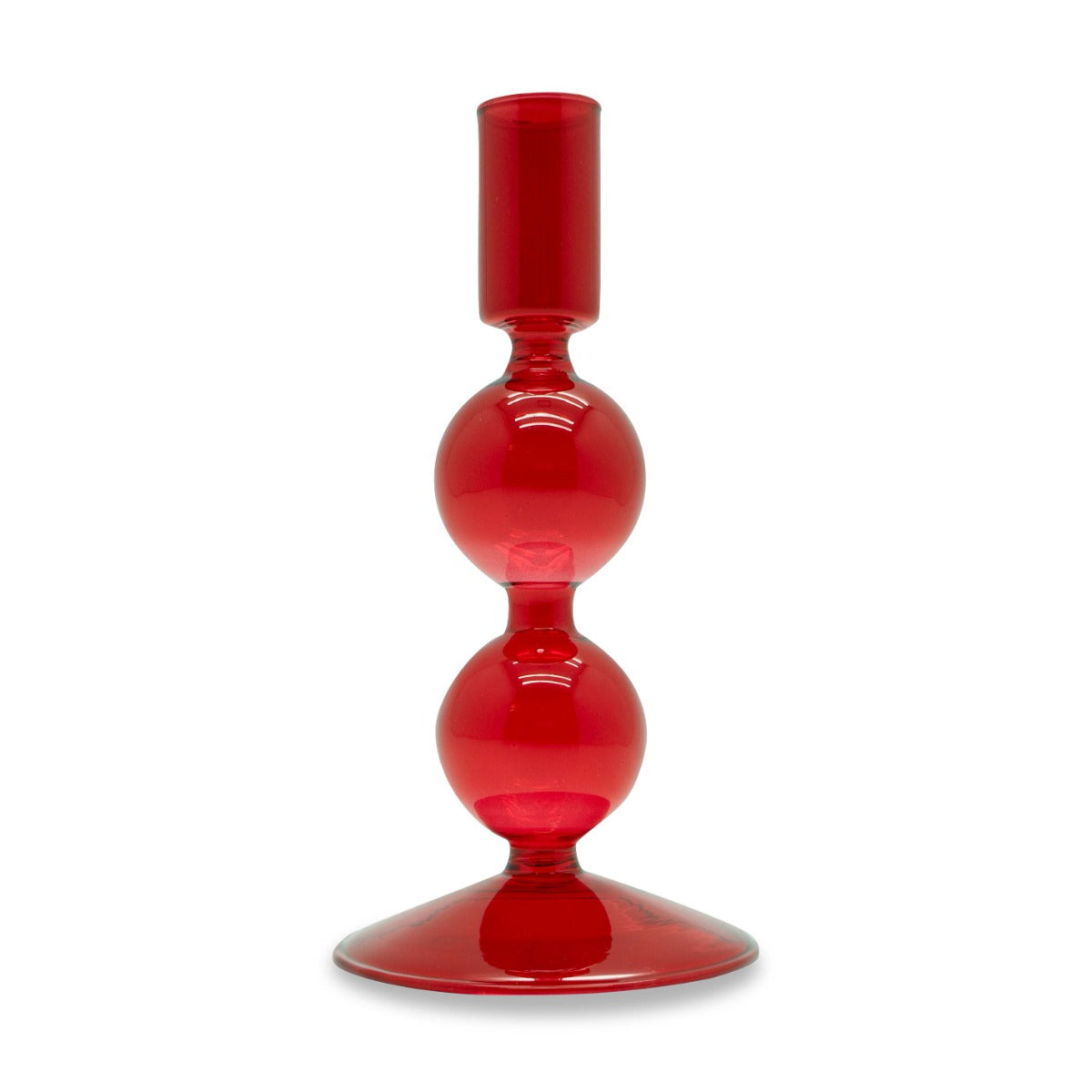 Porta candele in vetro borosilicato - 16 cm / Rosso