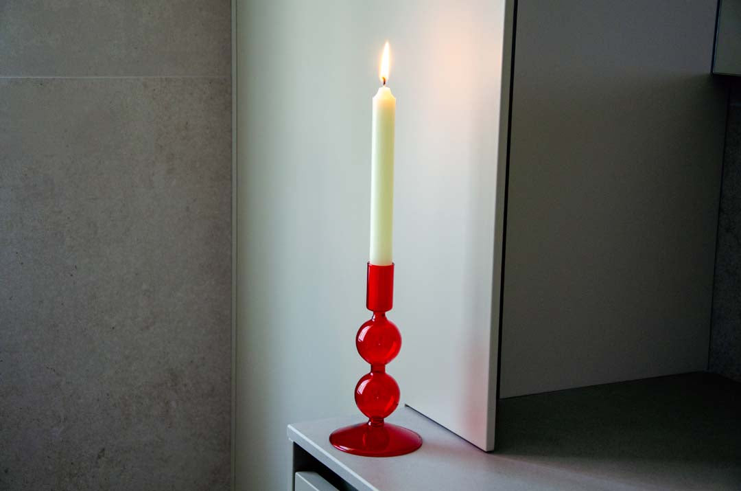 Porta candele in vetro borosilicato - 16 cm / Rosso