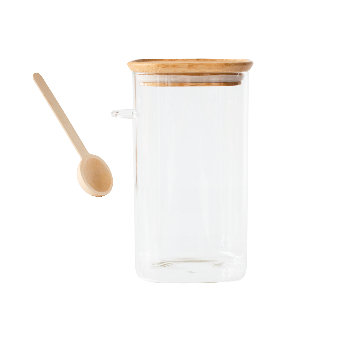 SAS N2J Square glass canister w ith bamboo lid 1400 ml + dosing spoon