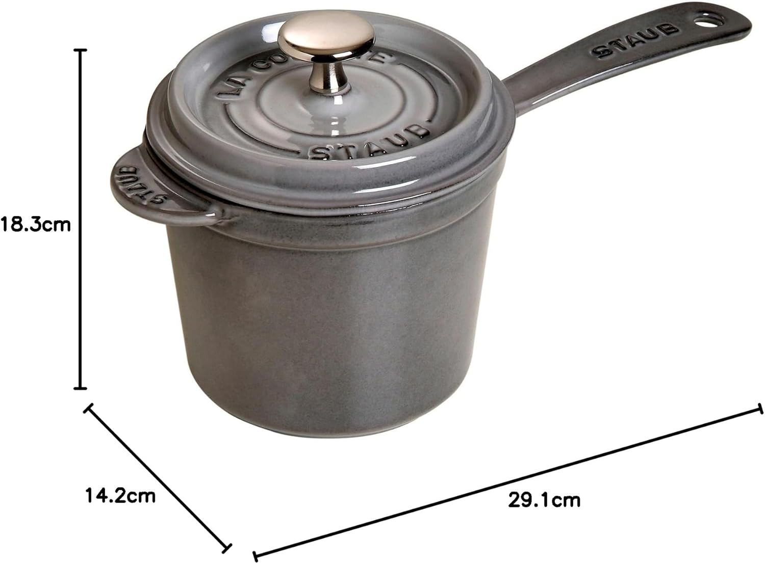 Casseruola con manico - 18 cm, ghisa, Grigio Grafite