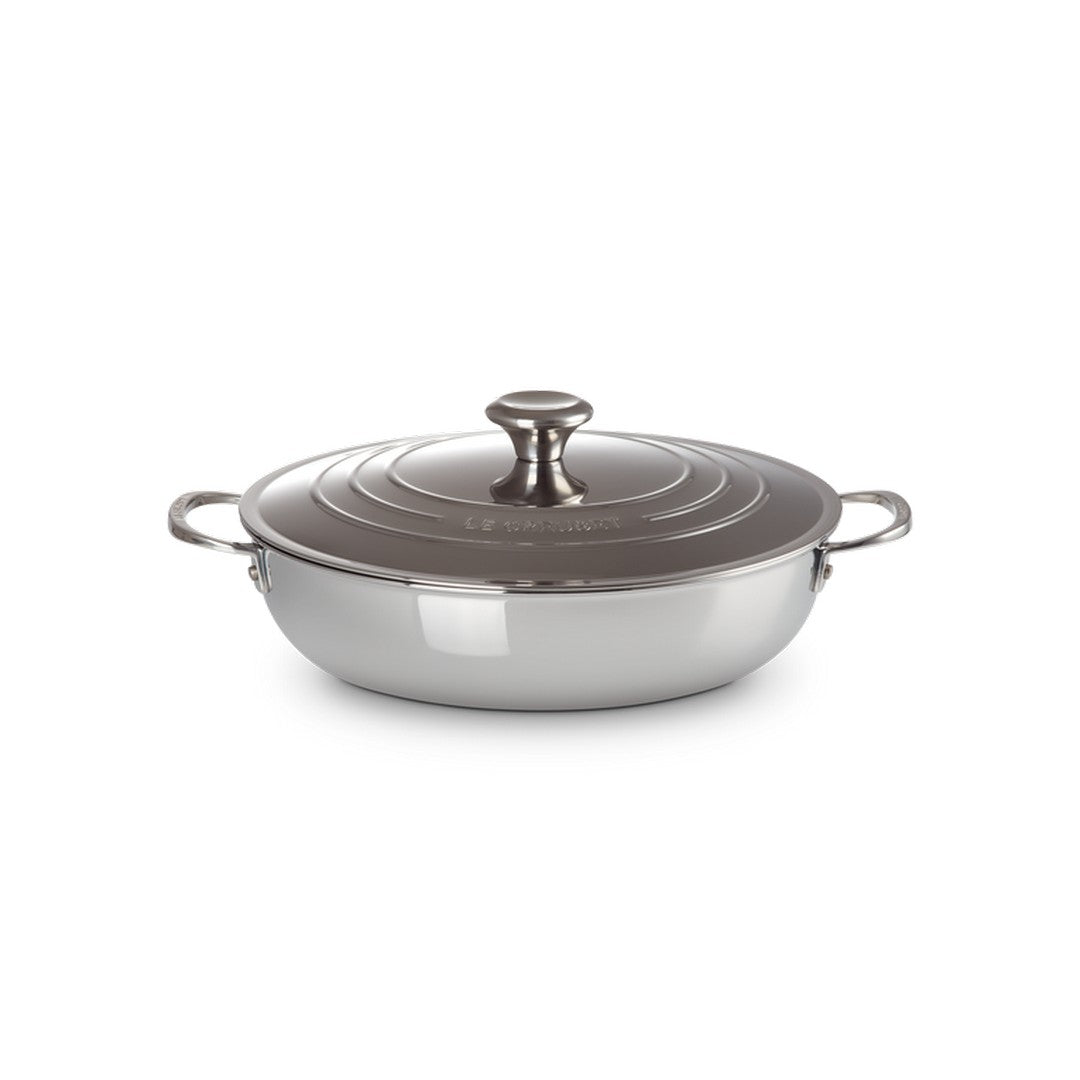 Le Creuset Tegame basso con coperchio in acciaio 30cm