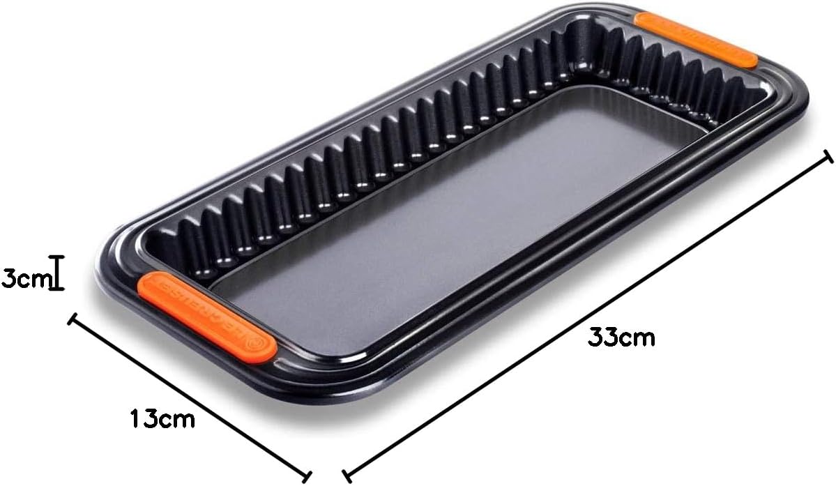 Stampo Tortiera, Rettangolare, 33 x 13 x 3 cm - in acciaio al carbonio