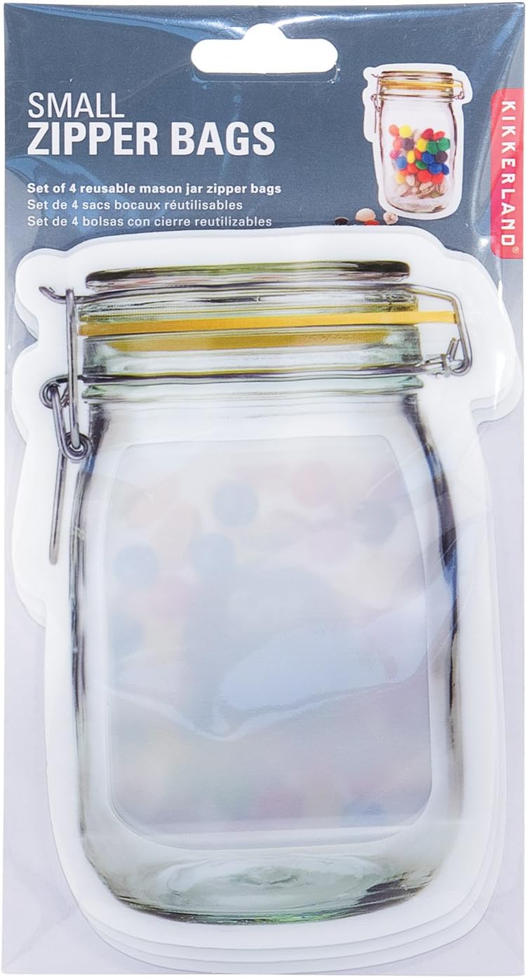 SET 4 Zipper Bags Small Bustine Riutilizzabili Plastica, Trasparente