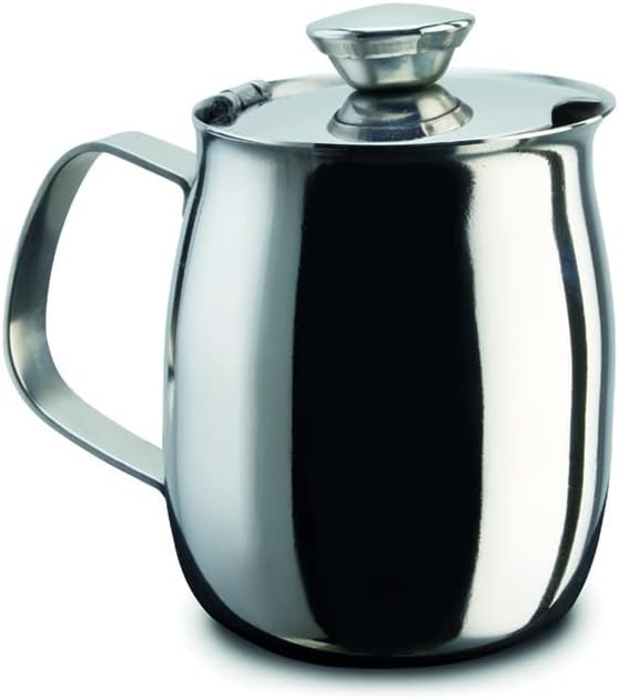 PEZZETTI, Lattiera in Acciaio Inox, Bricco Latte in Acciaio, Con Coperchio, 4 TZ