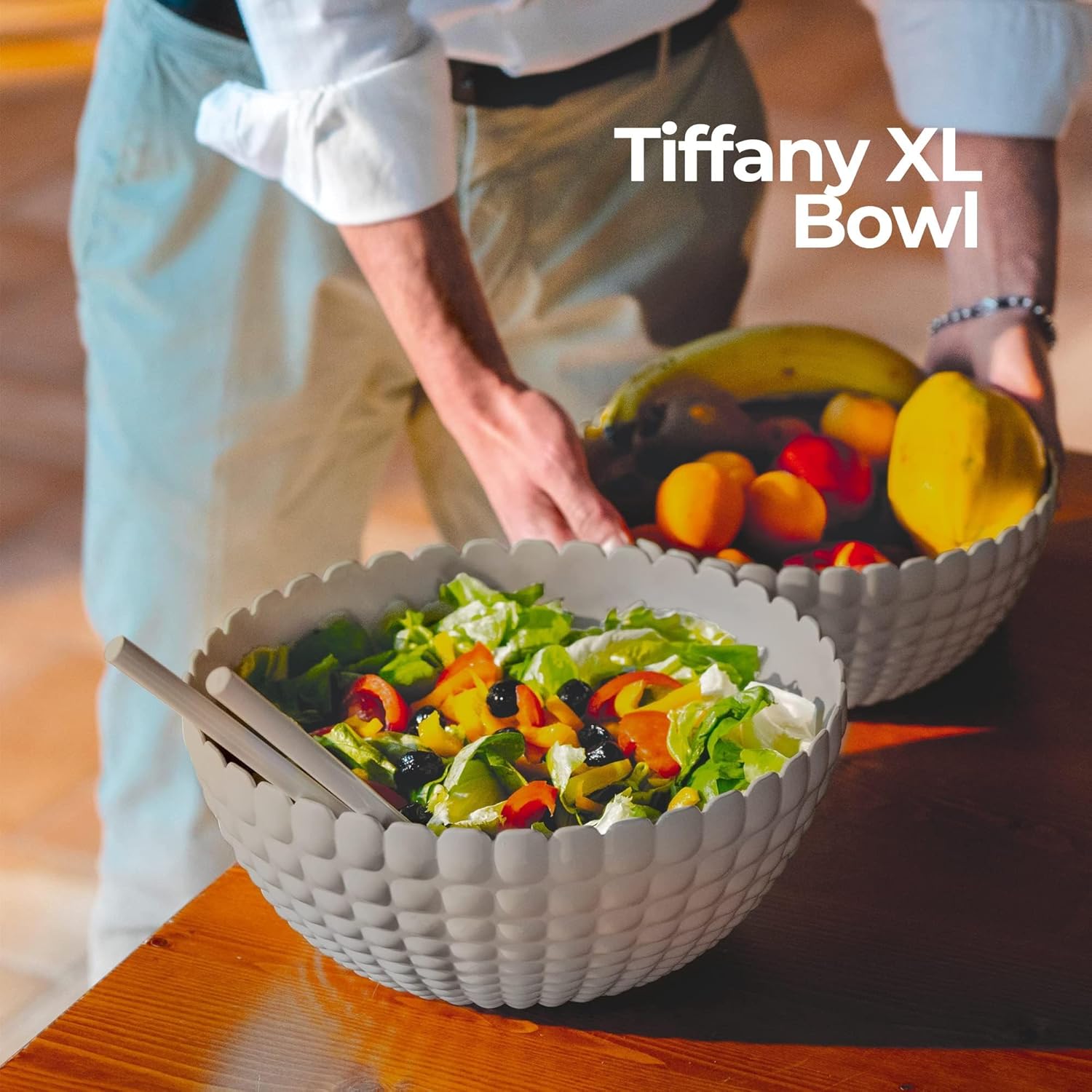 Guzzini - Tiffany, Contenitore in Plastica Riciclata, Ciotola XL - Grig Tortora