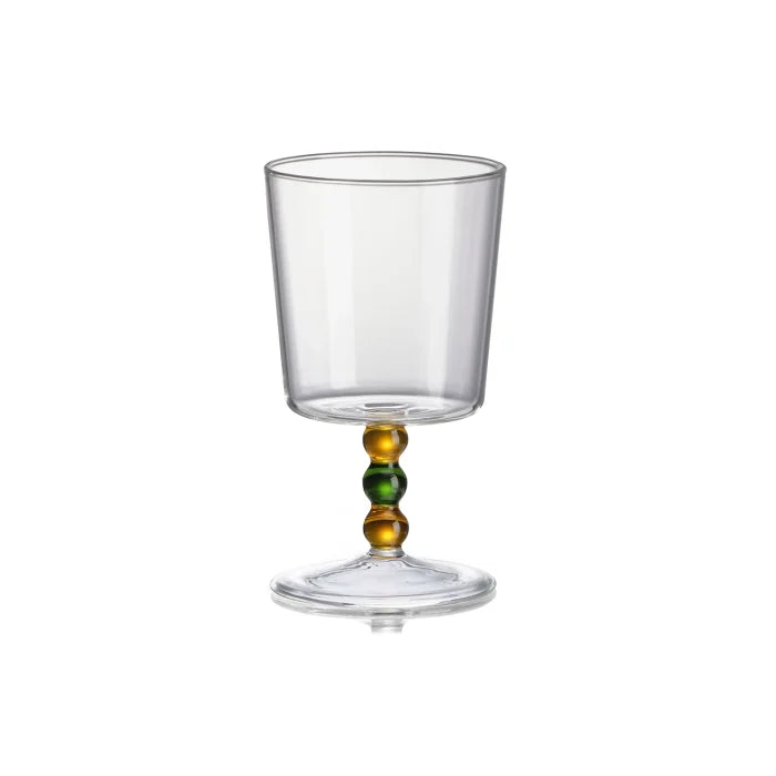 Collier Set 2 Calice Basso Vetro Borosilicato Trasparente/Gambo Bicolore
