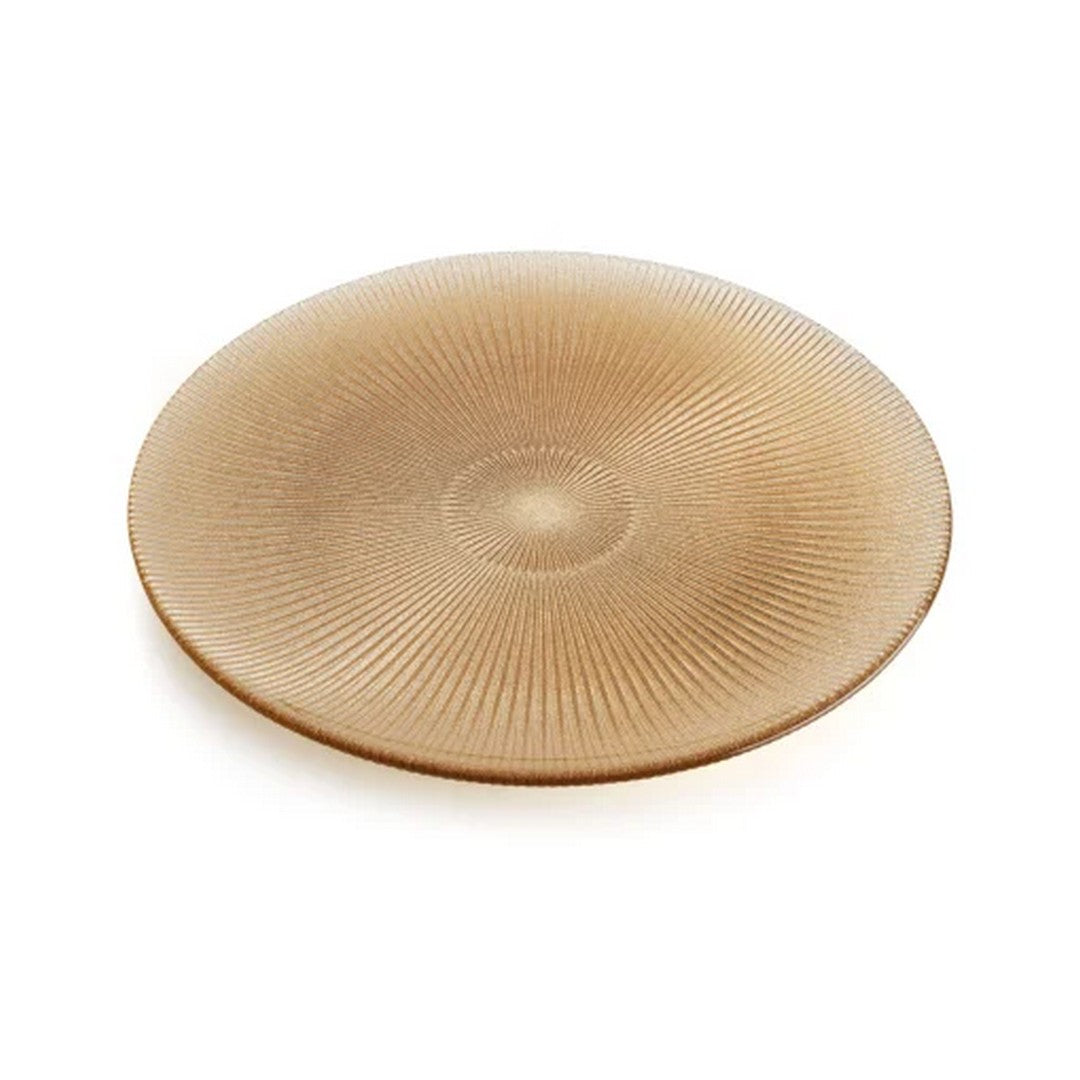 Ivv Noel Piatto Vetro Cm.37 Decoro Glitter Oro Rosato