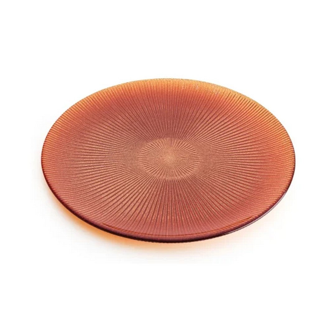 Ivv Noel Piatto Vetro Cm. 37 H.2 Decoro Glitter Arancio