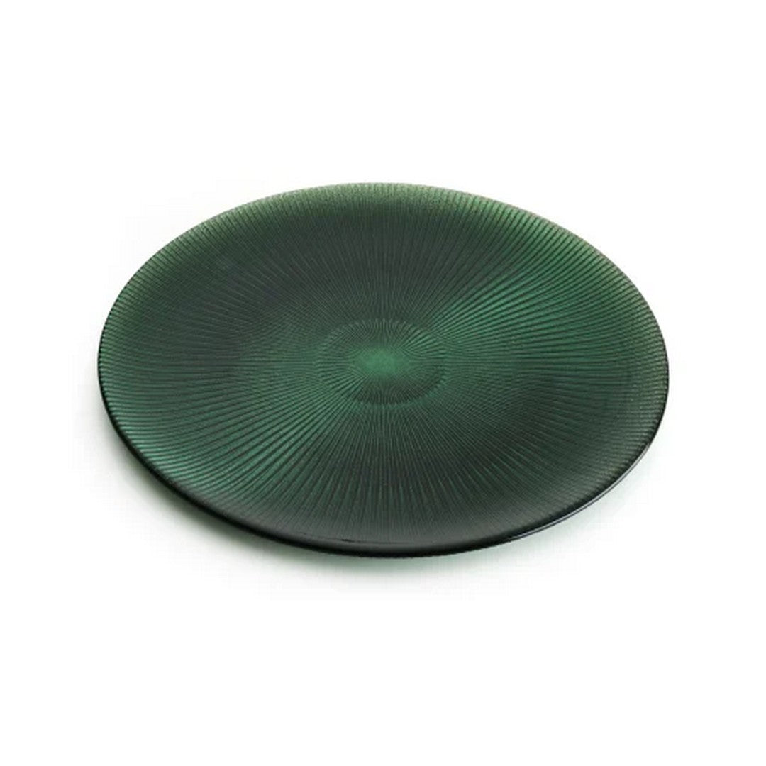 Ivv Noel Piatto Vetro Cm. 37 Decoro Glitter Verde Abete