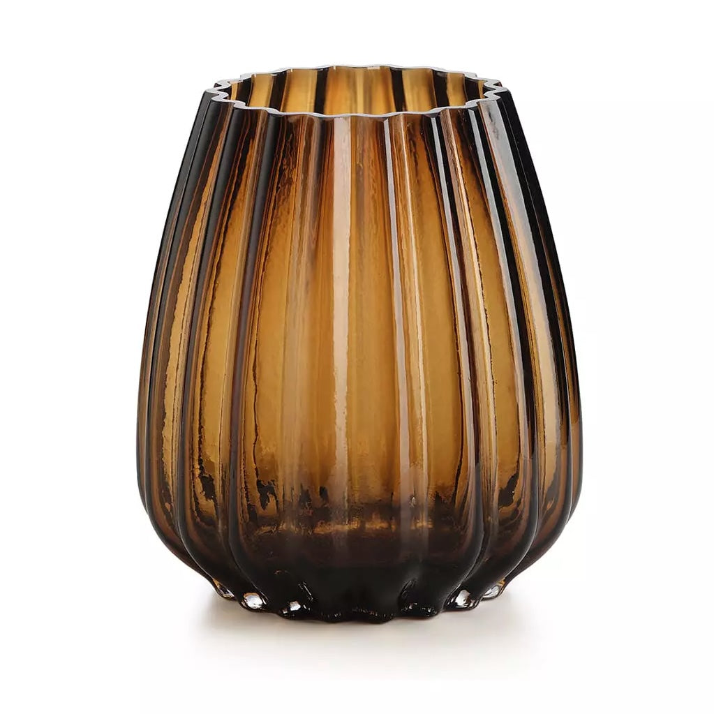 Ivv Oyster Vaso Medio In Vetro Ambra H.20.5 Cm.