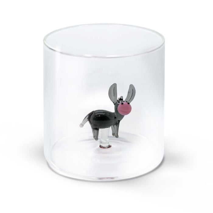 Bicchiere in vetro borosilicato Capacità 250 ml Decoro asino