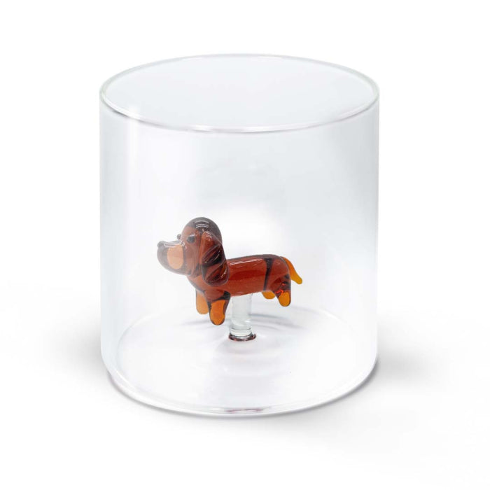 Bicchiere in vetro borosilicato Capacità 250 ml Decoro bassotto