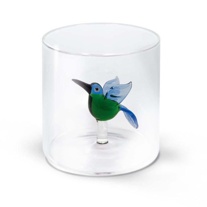 Bicchiere in vetro borosilicato Capacità 250 ml Decoro colibrì