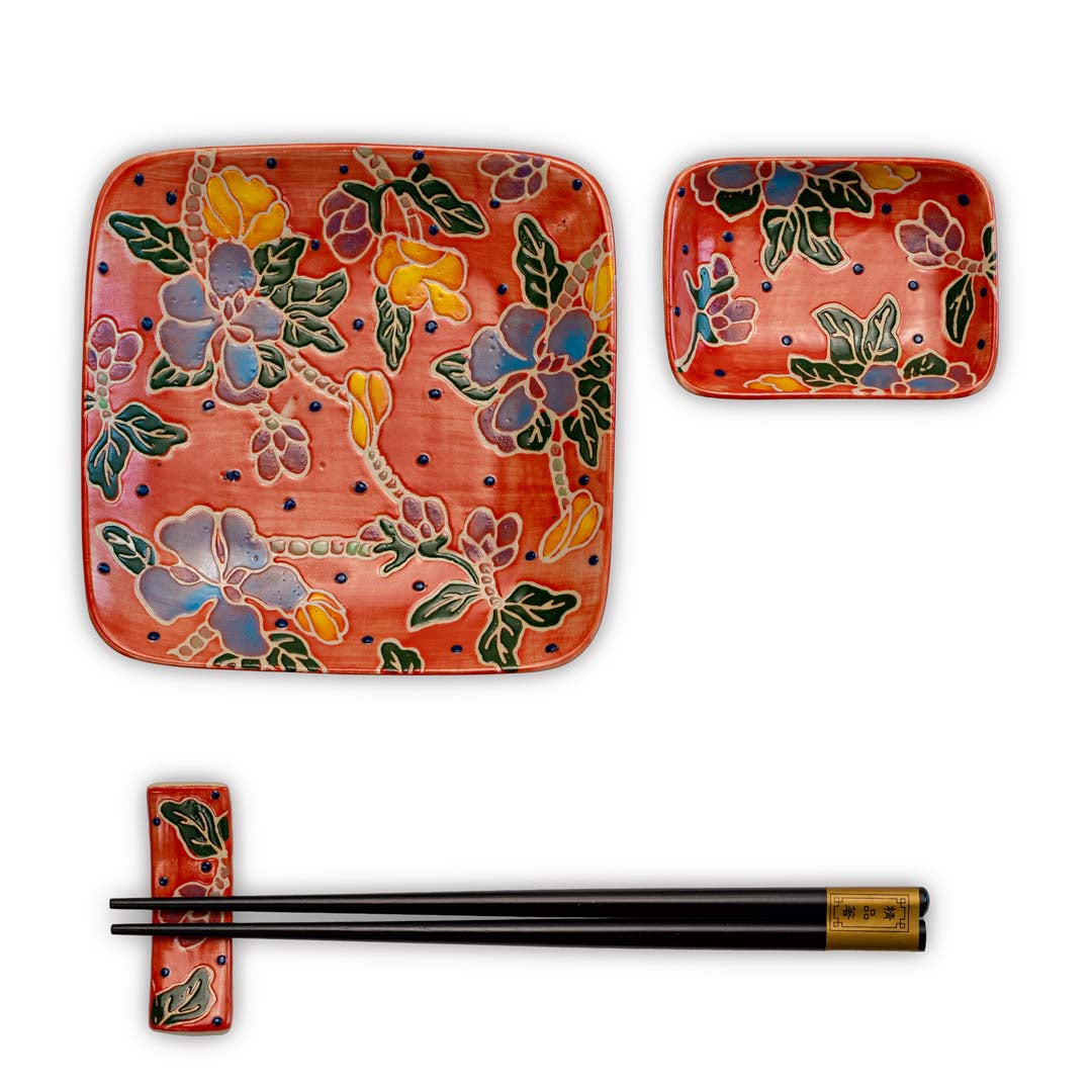 Wd Lifestyle Kit 2 piattini, 2 ciotoline e 2 set bacchette 13 x 13 cm, 8 x 5,7 c