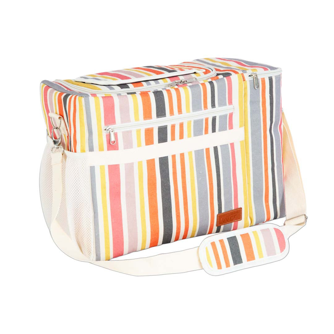Wd Lifestyle Borsa termica a righe con tasca per bottiglie, 25L Multicolor - WD7