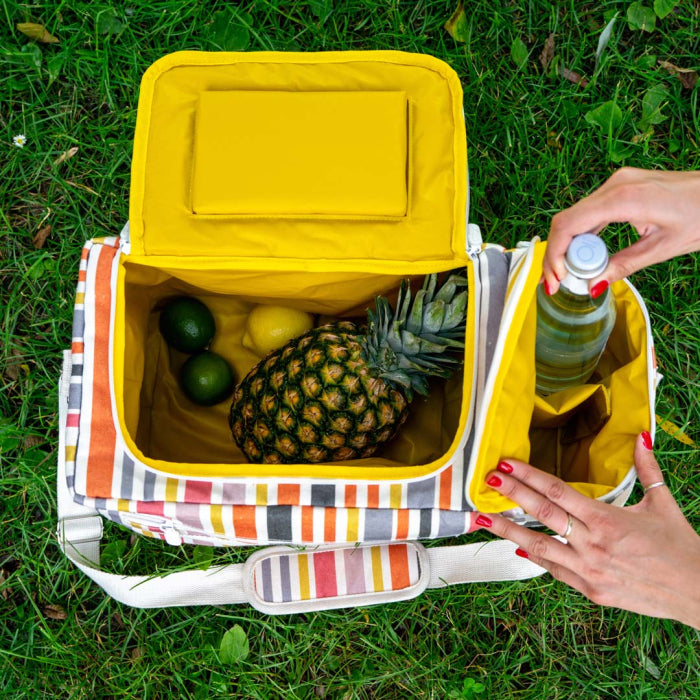 Wd Lifestyle Borsa termica a righe con tasca per bottiglie, 25L Multicolor - WD7