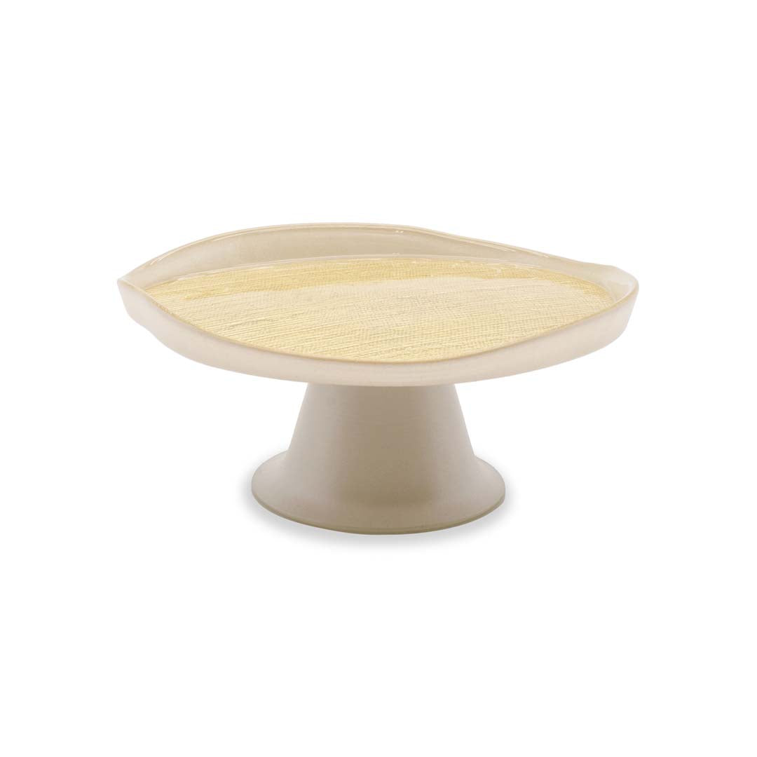 Alzatina in vetro - media / Oro e Perla