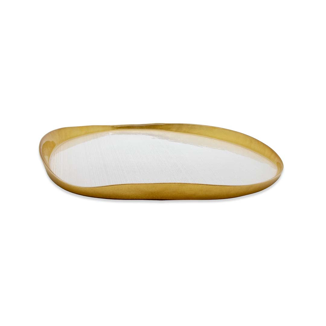 Piatto panettone in vetro - 32 cm / Perla e Oro