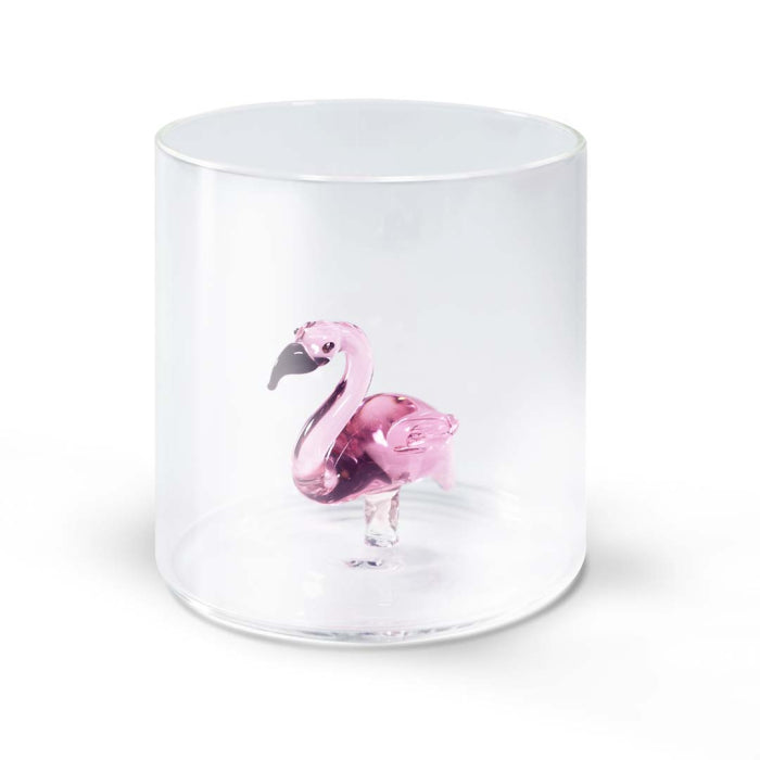 Bicchiere in vetro borosilicato Capacità 250 ml Decoro fenicottero