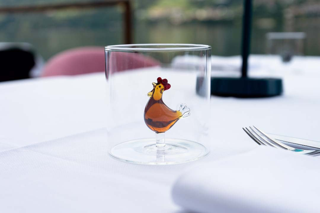 Wd Lifestyle Bicchiere in vetro borosilicato - Decoro gallina