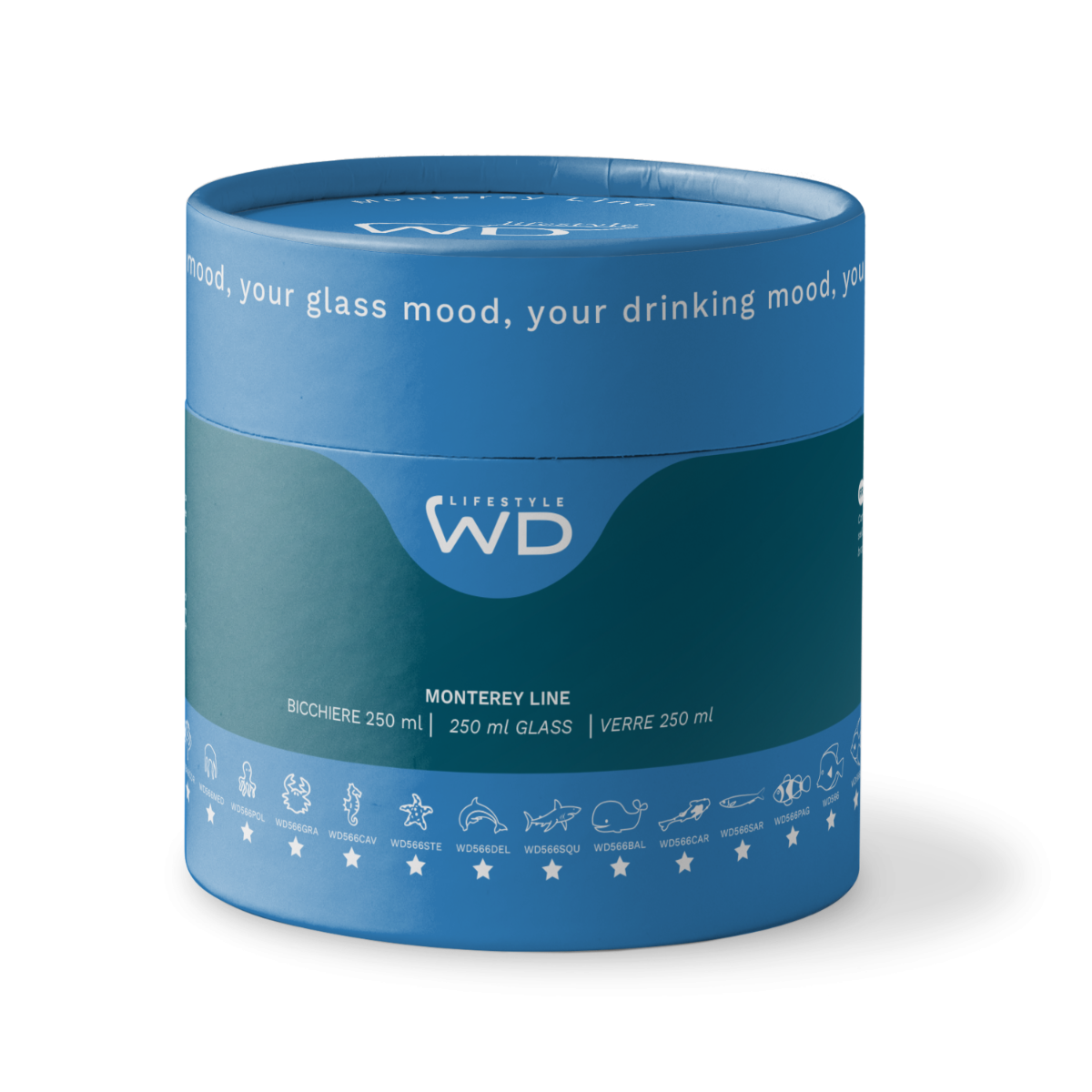 Wd Lifestyle Bicchiere in vetro borosilicato Capacità 250 ml Decoro stella marin