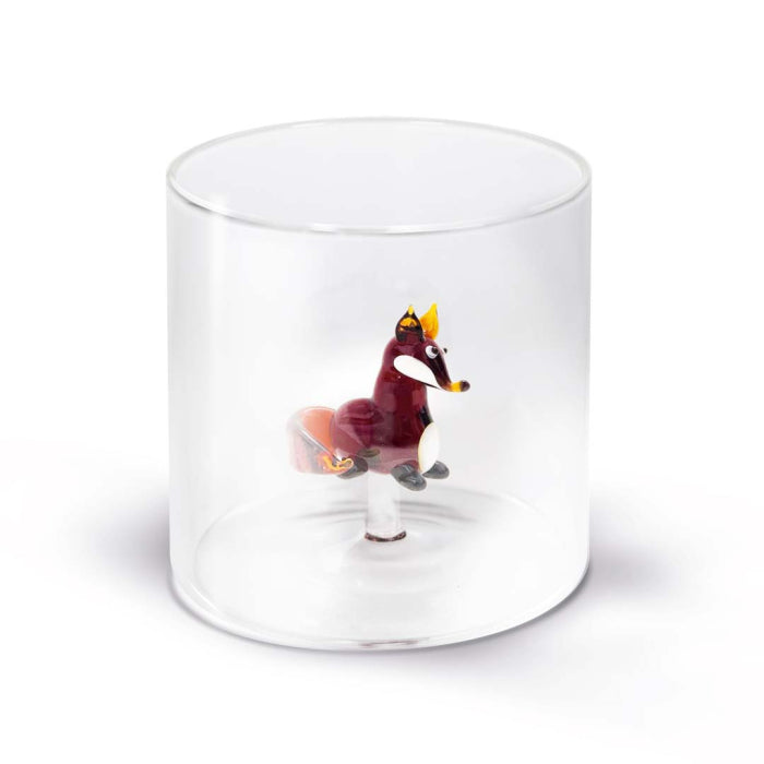 Bicchiere in vetro borosilicato Capacità 250 ml Decoro volpe