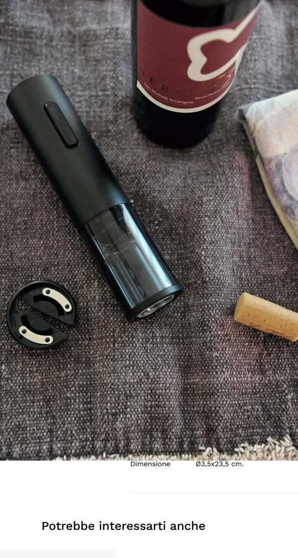 Cavatappi elettrico in finitura nero opaco