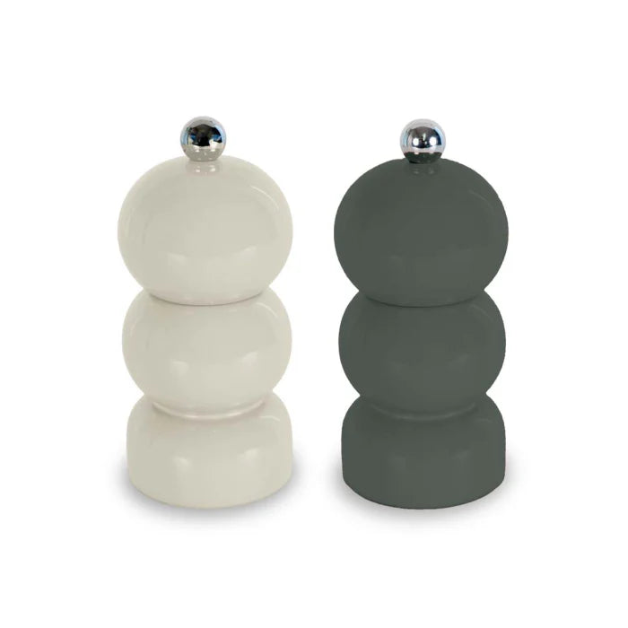 Set macina pepe e sale - macina in Ceramica / legno laccato Crema - antracite