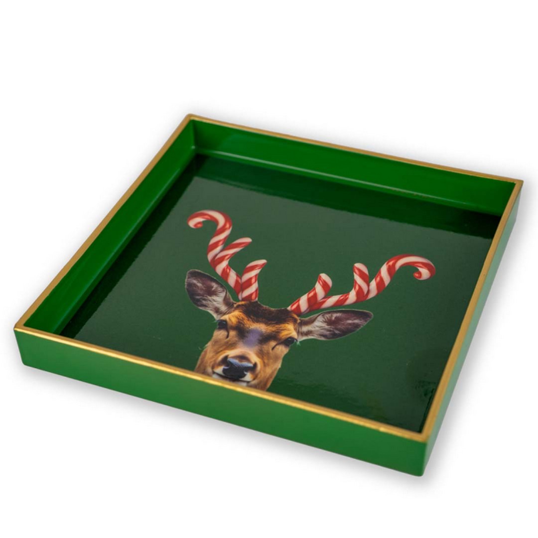 Wd Lifestyle Vassoio svuota tasche Quadrato 20 x 20 cm Decoro corna candy cane -