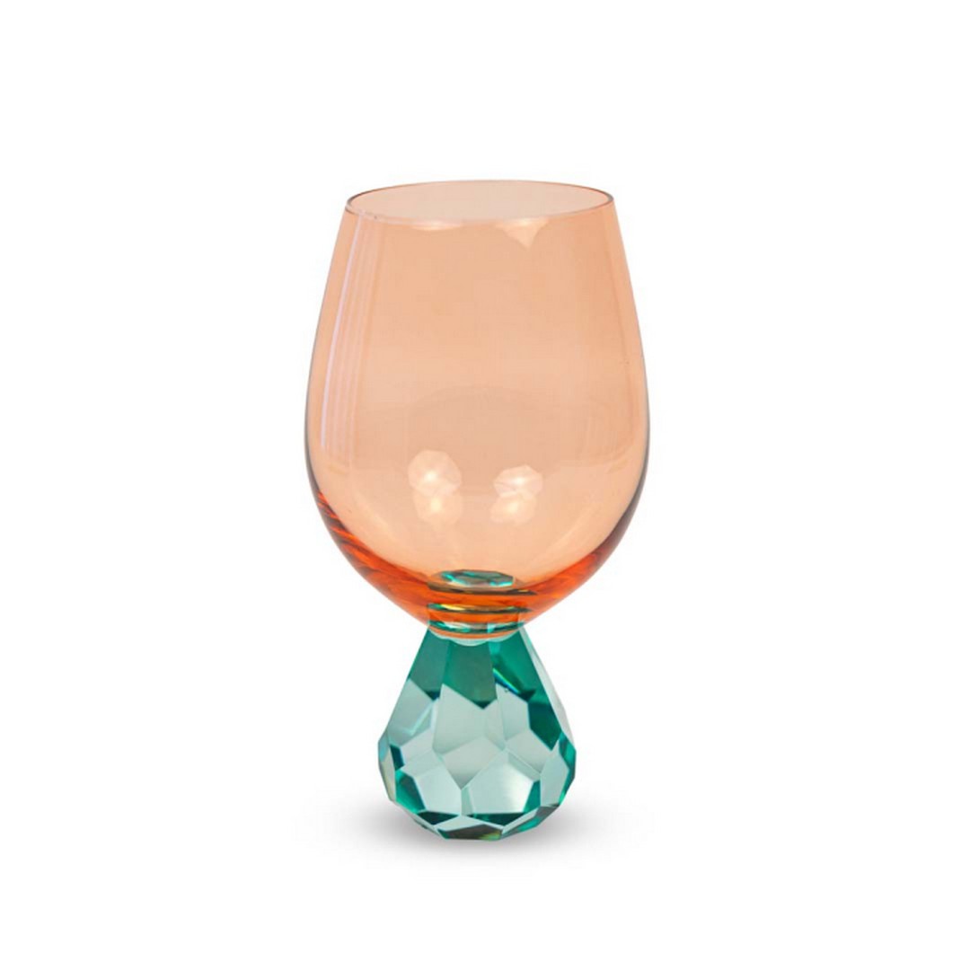 Wd Lifestyle Bicchiere cocktail in vetro effetto diamante pesca e azzurro - WD76