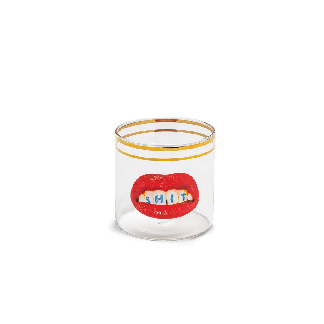 Seletti Bicchiere In Vetro "Toiletpaper Loves Seletti" Ø Cm.8 H.8,-Shit -