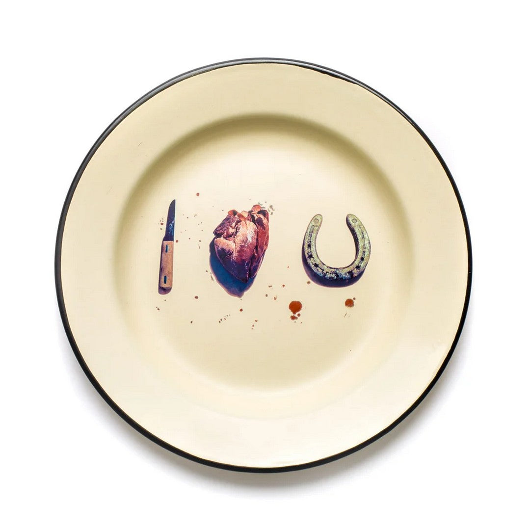 Seletti Piatto In Metallo Smaltato "Toiletpaper" Ø Cm.26 - I Love You - 168
