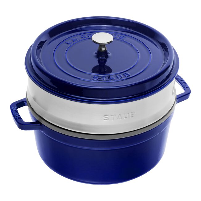 Cocotte con cestello a vapore rotonda - 26 cm, blu scuro
