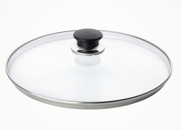 COPERCHIO VETRO Piano pomolo nero 20cm