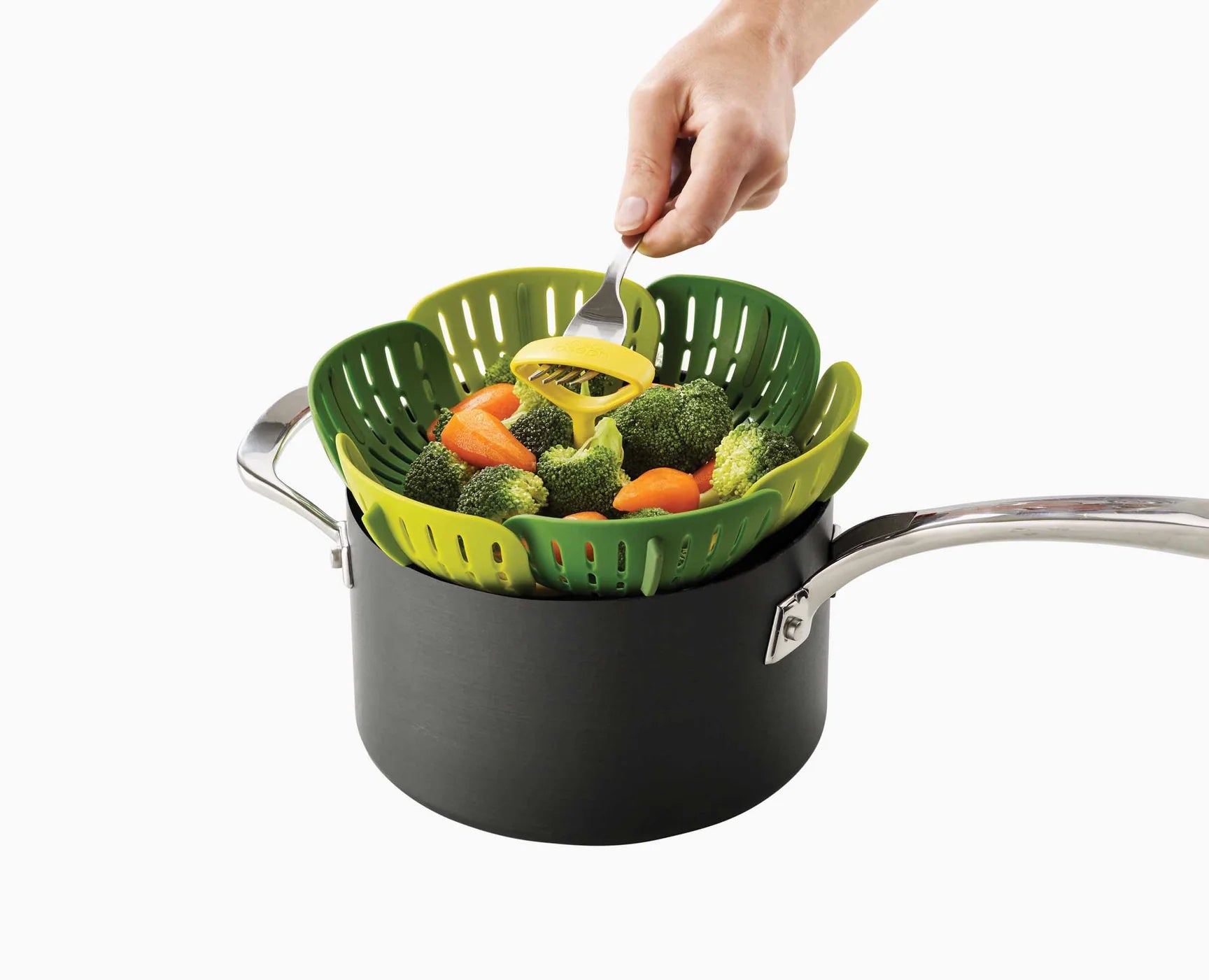 Cestello per cottura a vapore pieghevole / Acciaio Inox - Verde