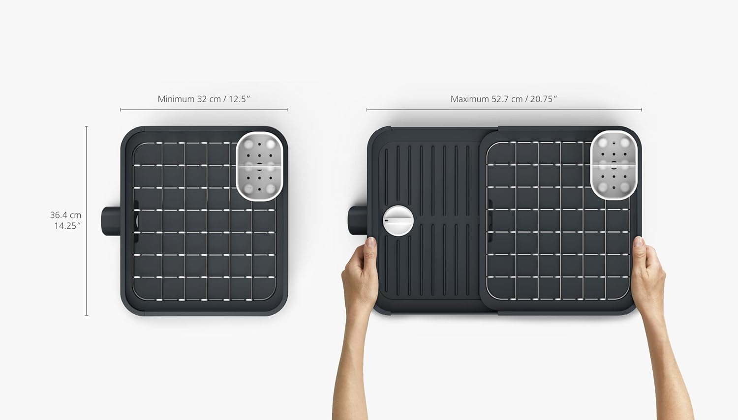 Scolapiatti estensibile, espandibile, con portaposate rimovibile / GRIGIO