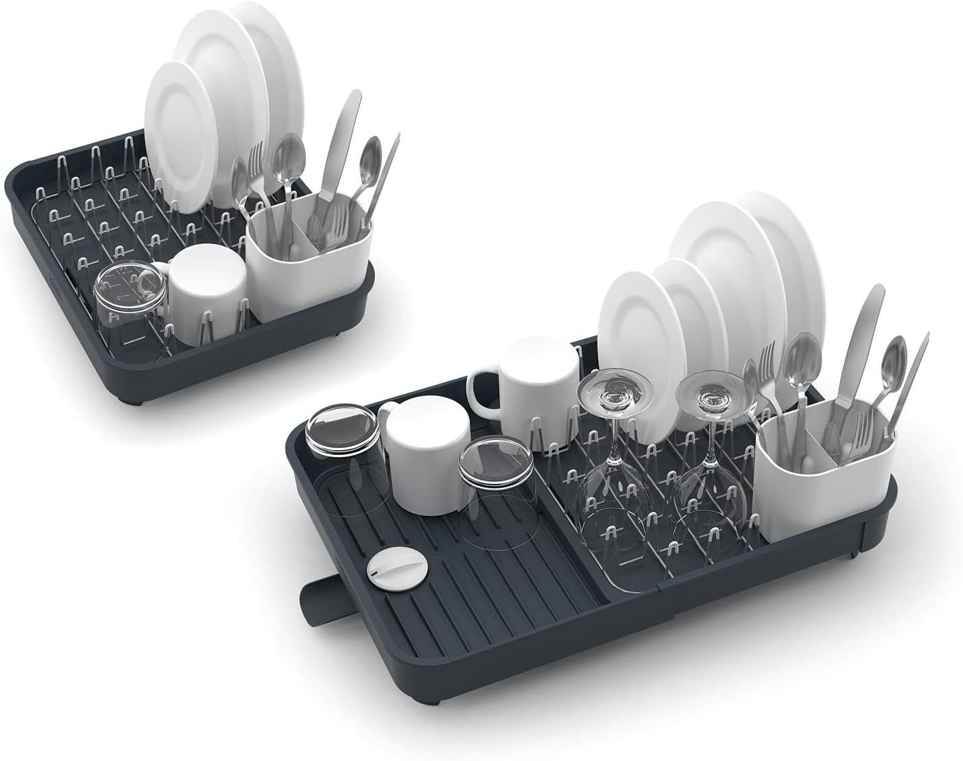 Scolapiatti estensibile, espandibile, con portaposate rimovibile / GRIGIO