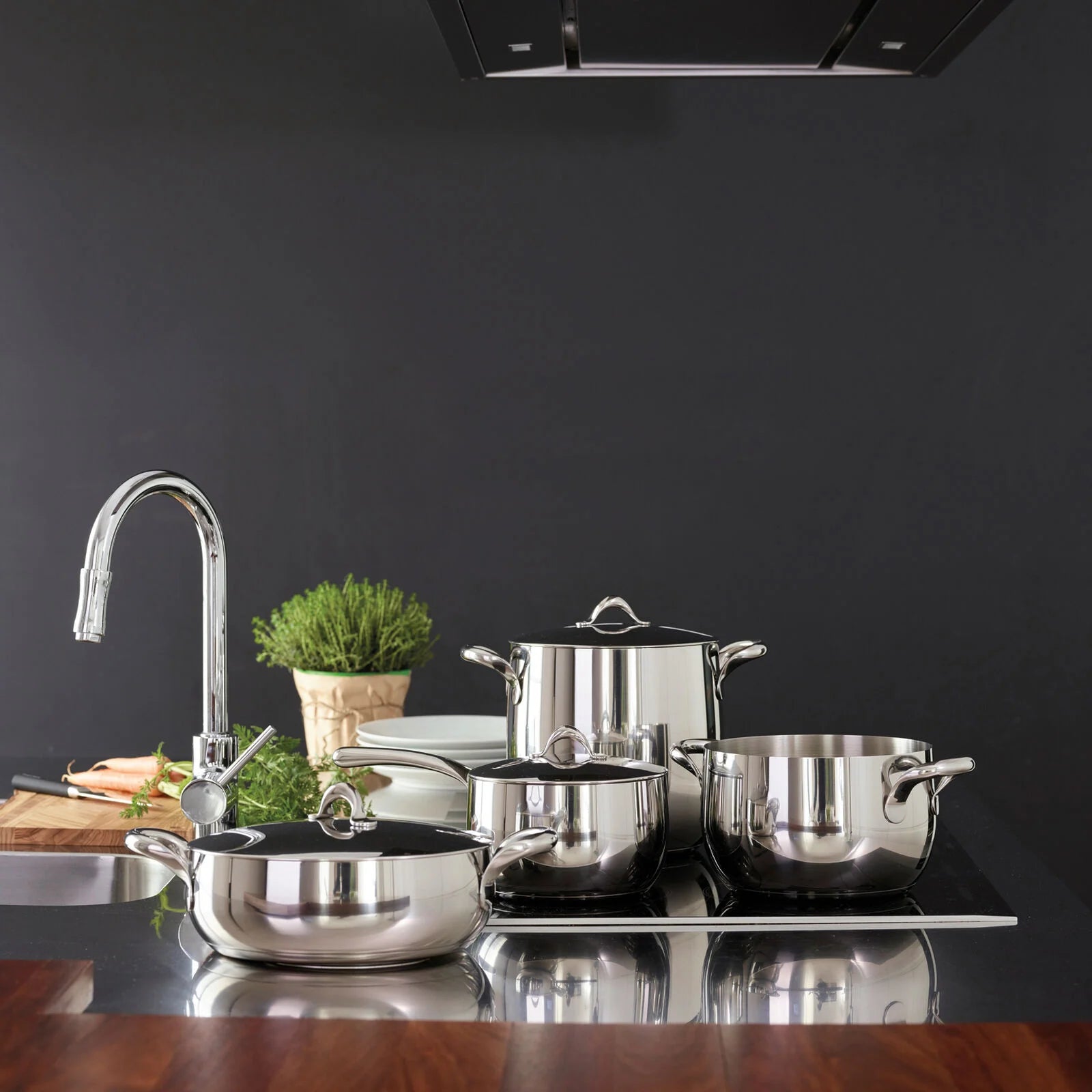 Batteria di pentole 7 pezzi in acciaio inox