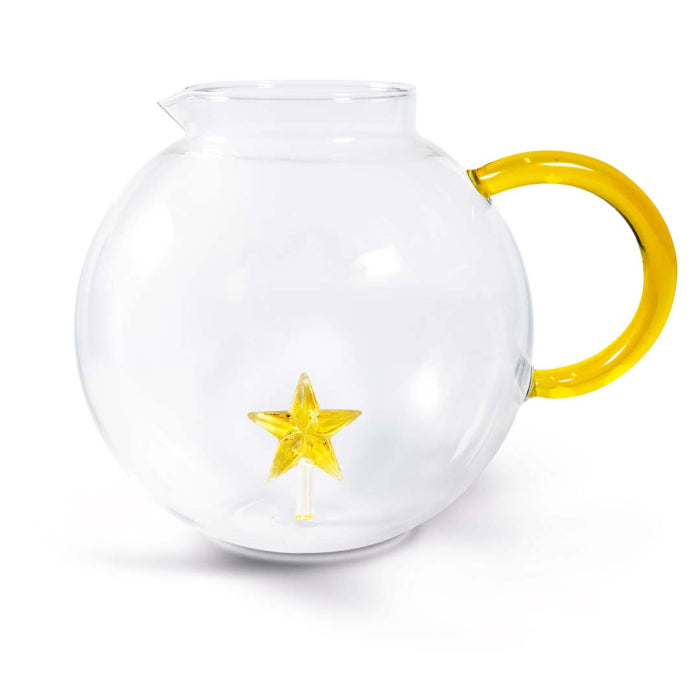 Brocca in vetro borosilicato con soggetto in vetro colorato - Stella