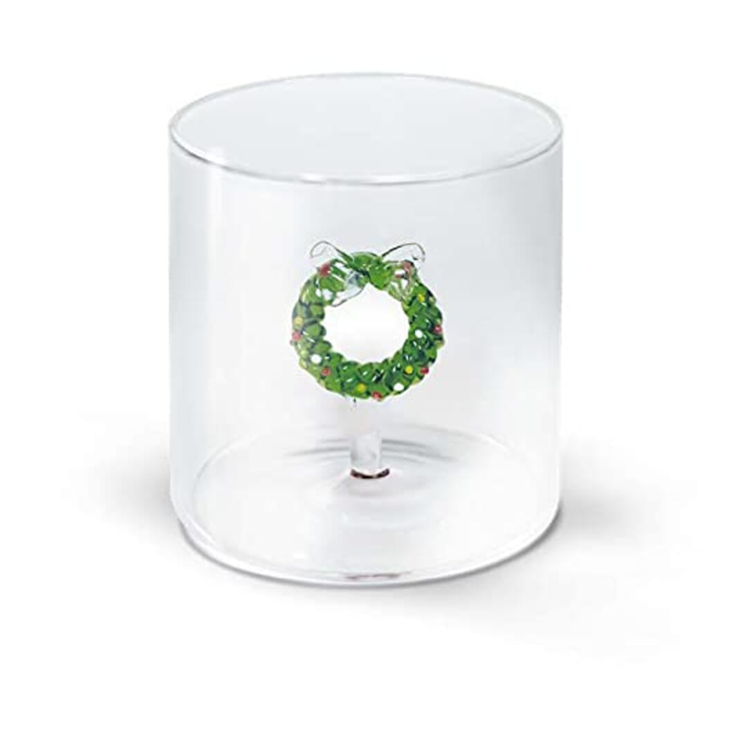 Bicchiere Natale Ghirlanda In Vetro Borosilicato Colorato