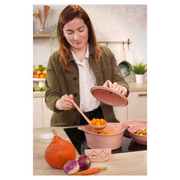 Cocotte 20cm - rosa cipria - con pomello e presine