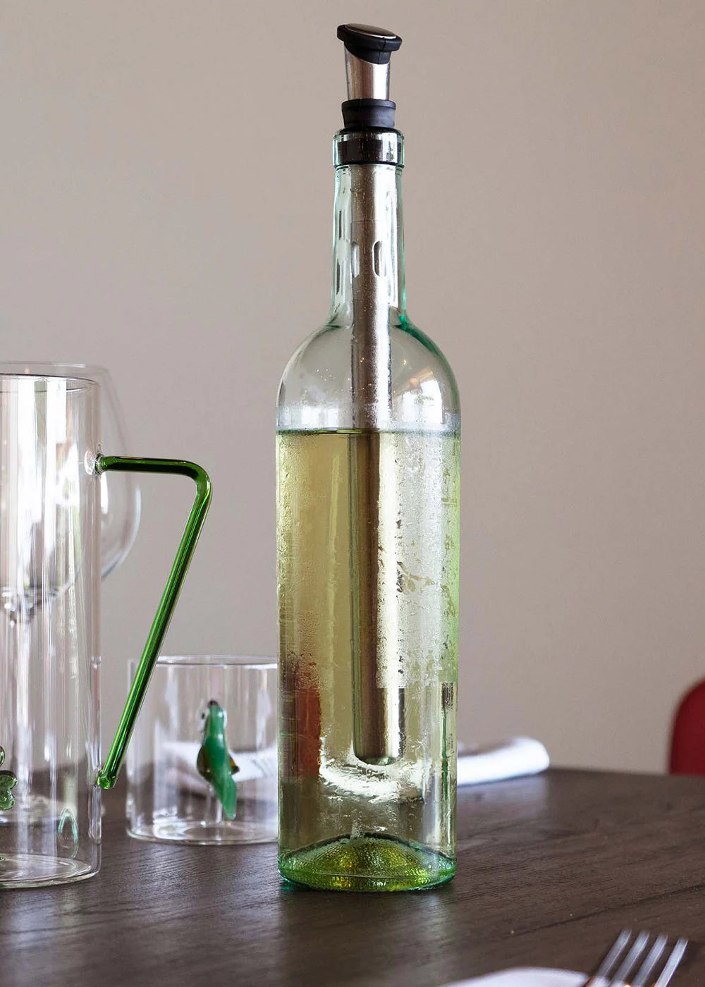 Stick raffredda vino con tappo ermetico e beccuccio versatore in Acciaio inox