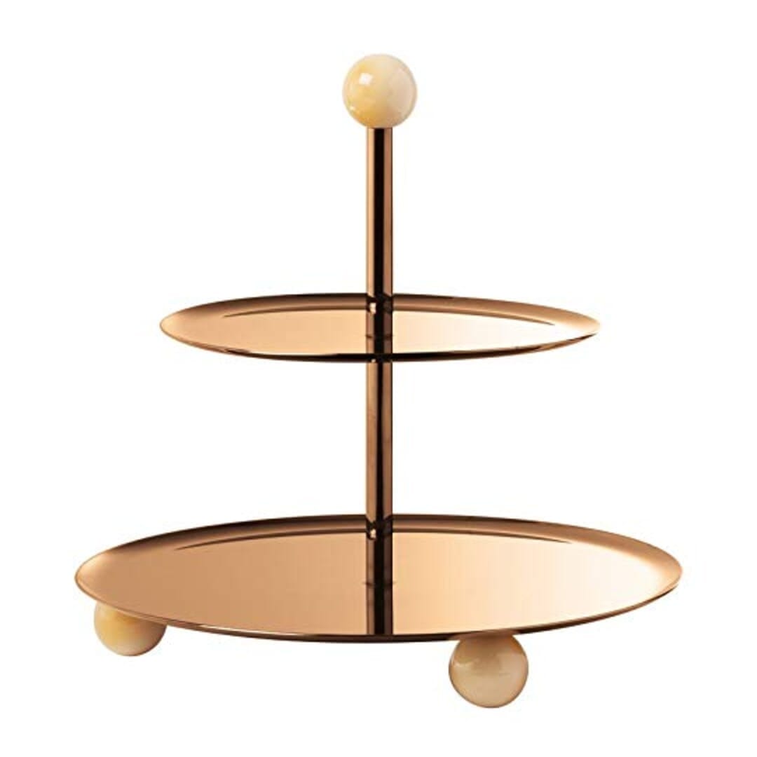 Sambonet Alzata Dolci Penelope Pvd Rum Base Resina Rosa Onice