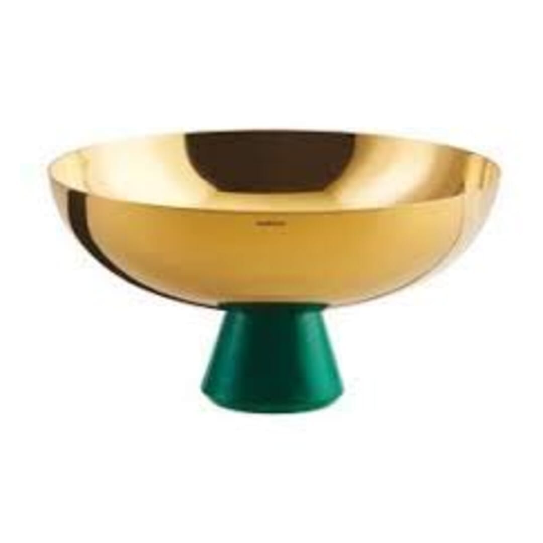 Sambonet Coppa Con Piede Madame Pvd Gold Base Resina Verde Malachite