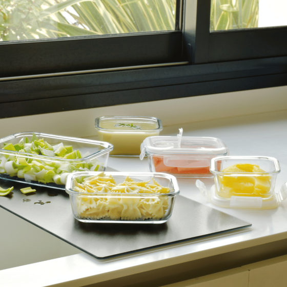 Set 5 Contenitori In Vetro Borosilicato - Coperchio Ermetico con Valvola