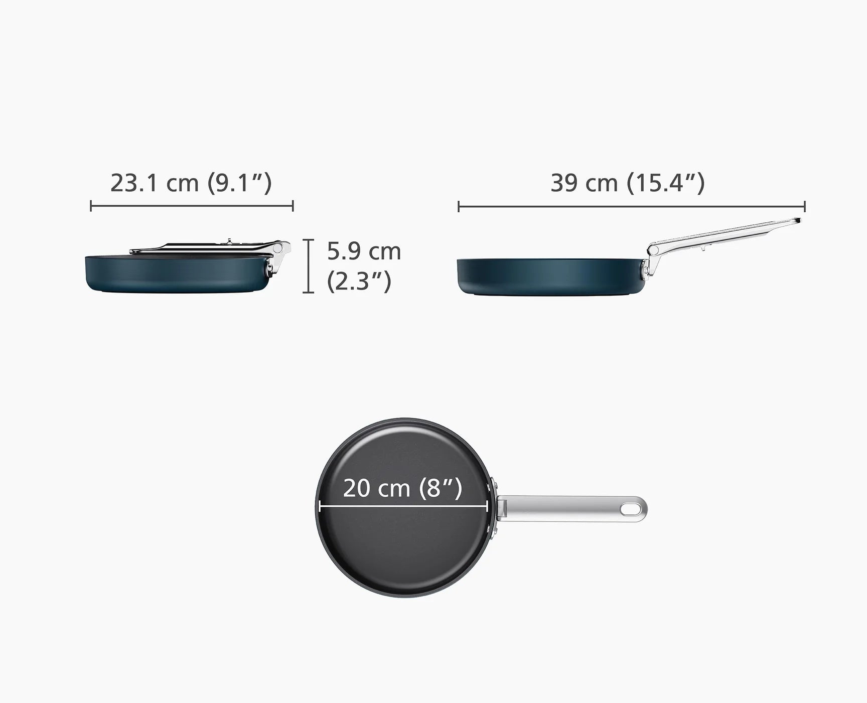 Padella Space in ceramica antiaderente blu da 20 cm con manico pieghevole