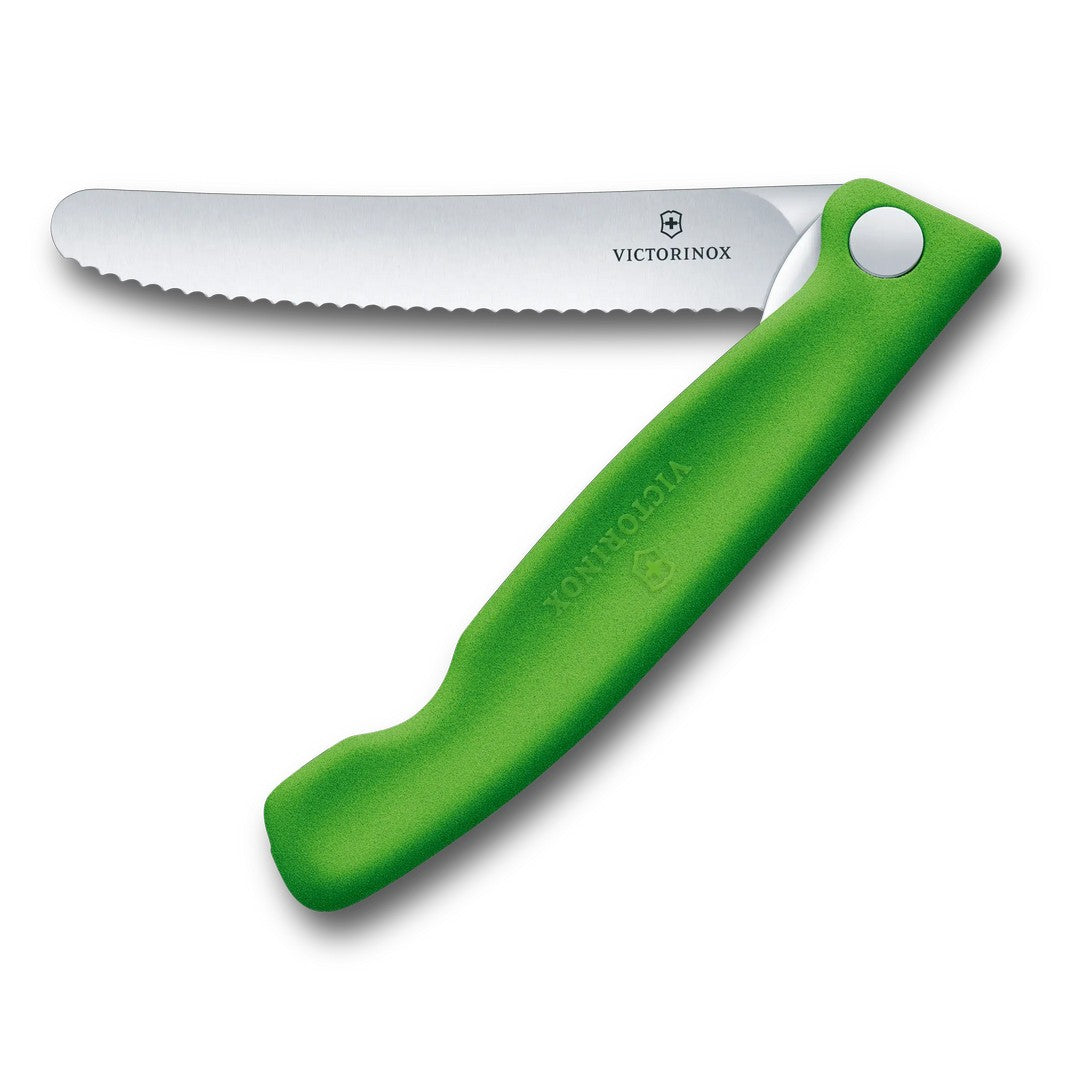 Victorinox Coltello tavola ondulato pieghevole verde in blister - Swiss Classic