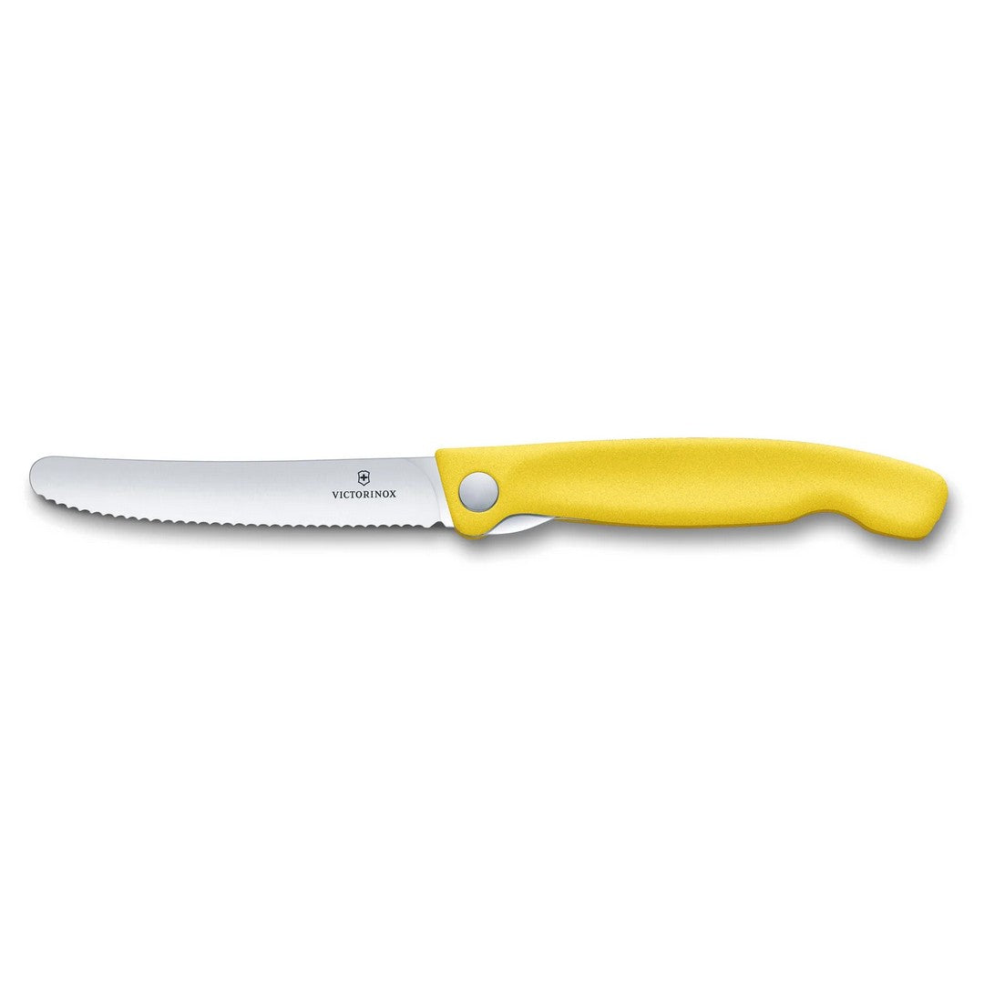 Victorinox Coltello tavola ondulato pieghevole giallo in blister - Swiss Classic