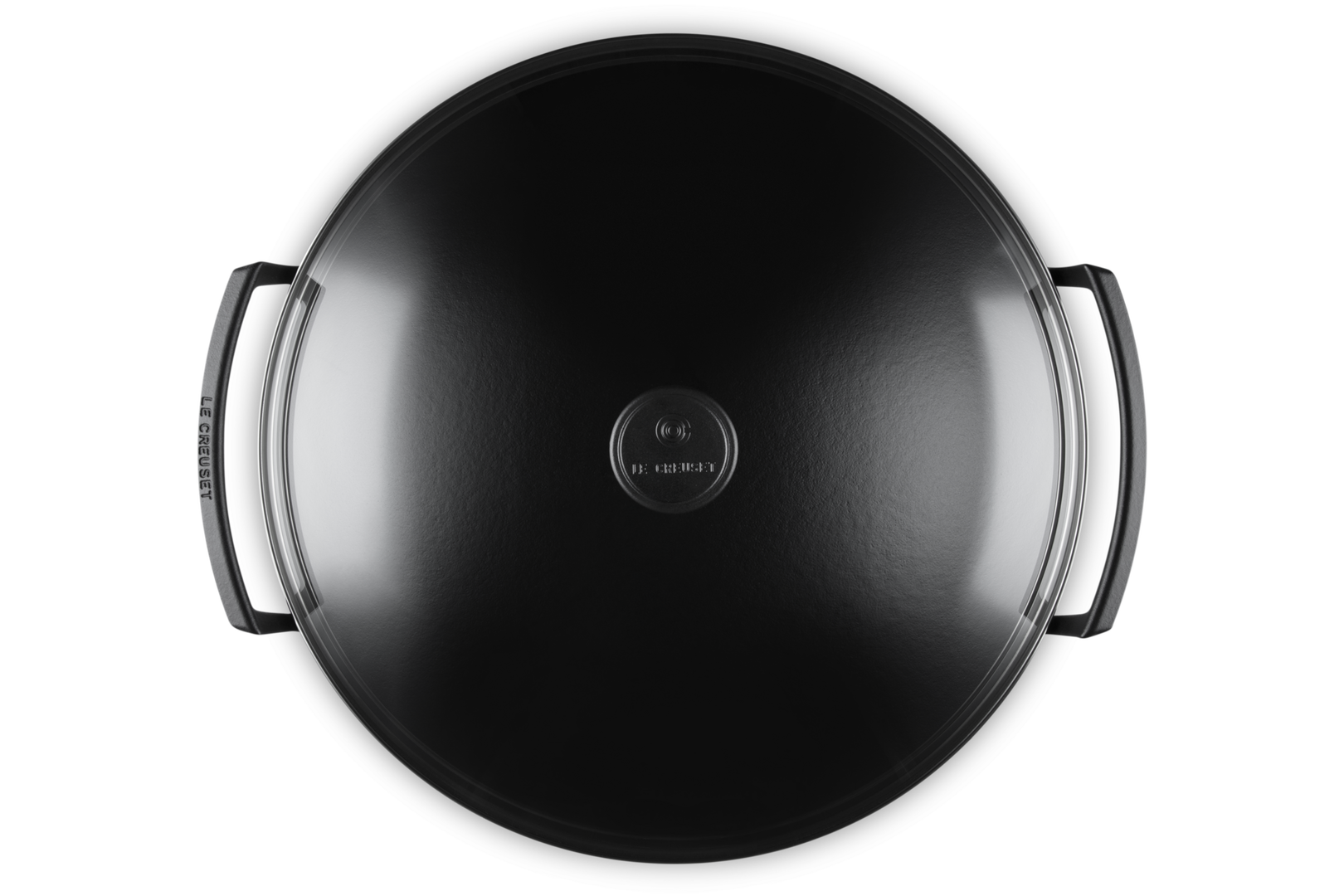 Wok in ghisa vetrificata con coperchio vetro - colore nero matt